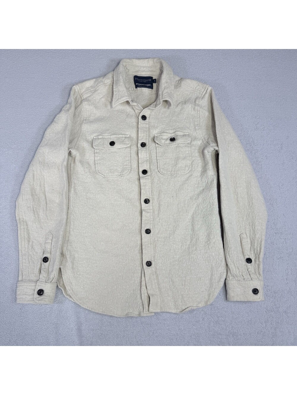 Freenote Cloth Men’s Large Cream Ecru Work Shirt Long Sleeve Made in USA